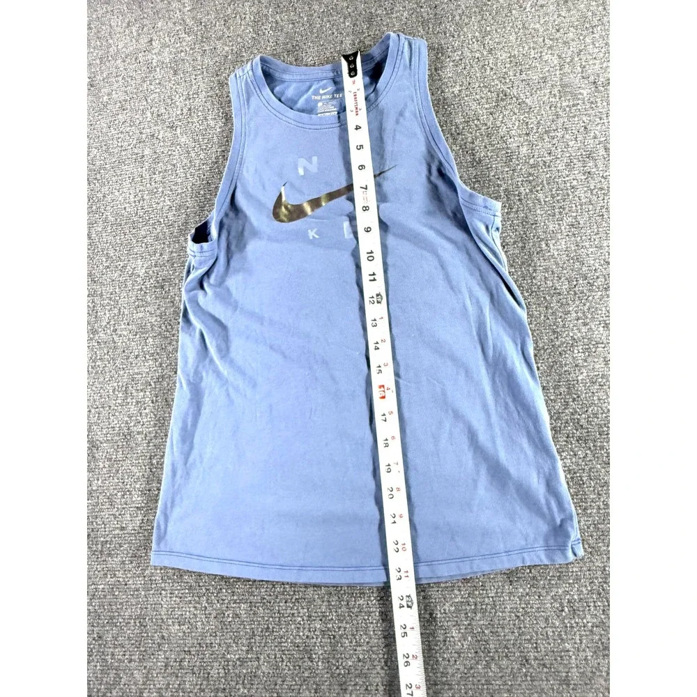 Nike Dri-FIT Athletic Tank Top Blue Metallic Bronze Swoosh XS‎ Womens